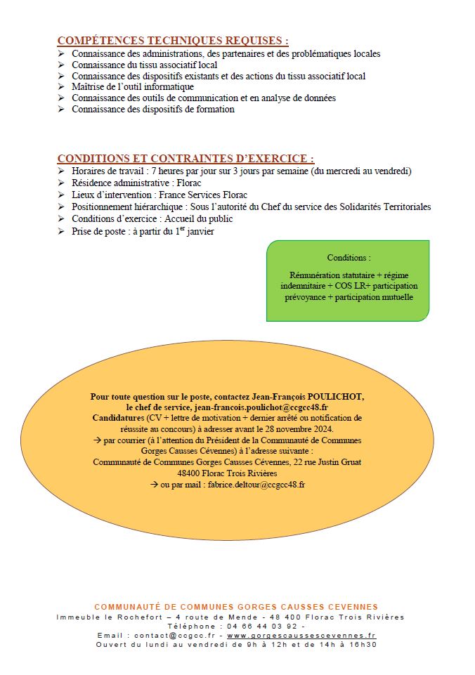 Annonce animateur-médiateur MFS Florac